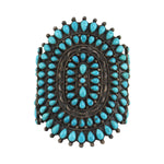 Zuni - Petit-Point Turquoise and Silver Bracelet c. 1940s, size 6.75