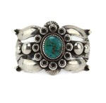 Patania Thunderbird Shop - Turquoise and Sterling Silver Bracelet c. 1940s, size 7