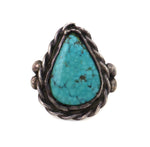 Navajo Turquoise and Silver Ring c. 1940-50s, size 14 (J15093)