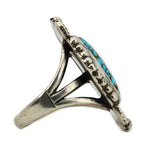 Attributed to Fred Peshlakai (1896-1974) - Navajo Number 8 Turquoise and Silver Ring c.1940-50s, size 6.5 (J15040)
