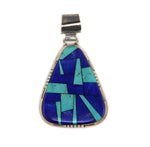 Alvin Yellowhorse (b. 1968) - Navajo - Turquoise, Lapis Lazuli, and Sterling Silver Inlay Pendant c. 2000s, 2.375" x 1.375"
