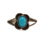 Navajo Turquoise and Silver Ring c. 1950s, size 6 (J13998-134)