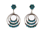 Dishta Family - Zuni Turquoise Channel Inlay and Silver Screw-back Earrings c. 1940s, 2" x 1.125"