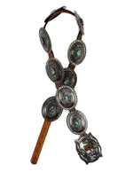 Roger Skeet Jr. (b. 1933) - Navajo Turquoise, Silver, and Leather Concho Belt c. 1980s, 27"-31" waist