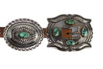 Roger Skeet Jr. (b. 1933) - Navajo Turquoise, Silver, and Leather Concho Belt c. 1980s, 27"-31" waist