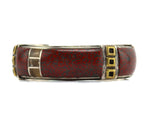 Eveli Sabatie - Dinosaur Bone, Serpentine, Brass, and Sterling Silver Channel Inlay Bracelet c.1980-90s, size 6.75