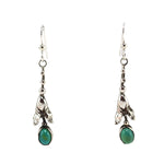 Sam Patania - Contemporary "Super Nova" Turquoise and Sterling Silver Blossom French Hook Earrings, 2.25" x 0.5"