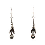 Sam Patania - Contemporary "Super Nova" Turquoise and Sterling Silver Blossom French Hook Earrings, 2.25" x 0.5"