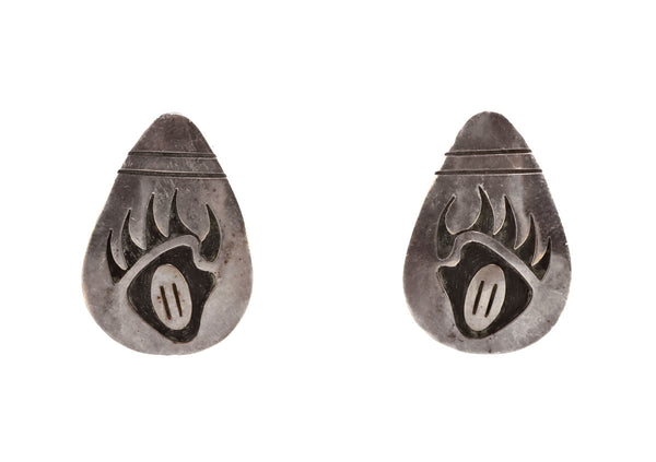 アクセサリー Loren Sakeve Qomawun Hopi vintage silver Loren Sakeva (Qumawunu) - Hopi - Sterling Silver Overlay Post Earrings