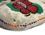 Chippewa Leather Beaded Moccasins with Floral Design c. 1890s, 2.75" x 4" x 9.5"