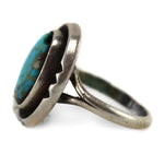 Navajo - Morenci Turquoise and Silver Ring c. 1950s, size 6