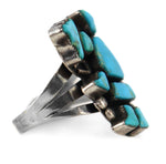Zuni - Turquoise and Silver Rainbow God Ring c. 1950s, size 6.5