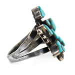 Zuni - Turquoise and Silver Knifewing God Ring c. 1950s, size 7