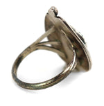 Navajo - Turquoise and Silver Shadowbox Design Ring c. 1940s, size 8.5