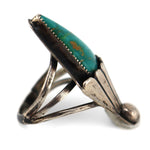 Navajo - Blue Gem Turquoise and Silver Ring c. 1950s, size 8.5