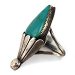 Navajo - Blue Gem Turquoise and Silver Ring c. 1950s, size 8.5