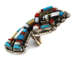 Zuni - Multi-Stone Inlay and Silver Rainbow God Ring c. 1950s, size 6.5