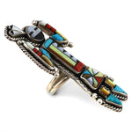 Roy Davis - Navajo - Multi-Stone Inlay and Silver Kachina Ring c. 1950s, size 8