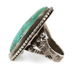 Navajo - Morenci Turquoise and Silver Ring c. 1950s, size 7.25