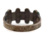 Zuni - Turquoise Petit Point and Silver Ring with Stamped Design c. 1940s, size 7.5