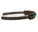 Zuni - Turquoise and Silver Row Bracelet with Stamped Design c. 1930s, size 6