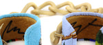 Marcus Amerman - Choctaw - Pair of Conjoined Contemporary Beaded Leather Native American Pictorial Bracelets with Wooden Chain