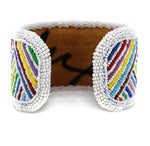 Marcus Amerman - Choctaw - Contemporary Beaded Leather Bracelet, size 6.75