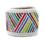 Marcus Amerman - Choctaw - Contemporary Beaded Leather Bracelet, size 6.75