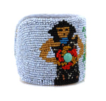 Marcus Amerman - Choctaw - Contemporary Beaded Leather Bracelet with Singing Hopi Maidens, size 6.75