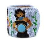 Marcus Amerman - Choctaw - Contemporary Beaded Leather Bracelet with Singing Hopi Maidens, size 6.75