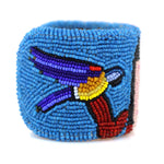 Marcus Amerman - Choctaw - Contemporary Beaded Leather Bracelet with Hopi Maiden and Macaws, size 6.75