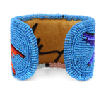 Marcus Amerman - Choctaw - Contemporary Beaded Leather Bracelet with Hopi Maiden and Macaws, size 6.75