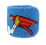 Marcus Amerman - Choctaw - Contemporary Beaded Leather Bracelet with Hopi Maiden and Macaws, size 6.75