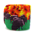 Marcus Amerman - Choctaw - Contemporary Beaded Leather Bracelet with Spectre and Bison Design, size 6.5