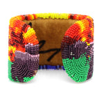Marcus Amerman - Choctaw - Contemporary Beaded Leather Bracelet with Spectre and Bison Design, size 6.5