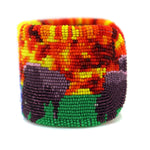 Marcus Amerman - Choctaw - Contemporary Beaded Leather Bracelet with Spectre and Bison Design, size 6.5