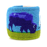 Marcus Amerman - Choctaw - Contemporary Beaded Leather Bracelet with Buffalo and Airplanes, size 7