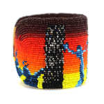 Marcus Amerman - Choctaw - Contemporary Beaded Leather Bracelet with Spectre and Divine Hand, size 6.75