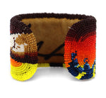 Marcus Amerman - Choctaw - Contemporary Beaded Leather Bracelet with Spectre and Divine Hand, size 6.75
