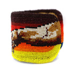Marcus Amerman - Choctaw - Contemporary Beaded Leather Bracelet with Spectre and Divine Hand, size 6.75