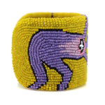 Marcus Amerman - Choctaw - Contemporary Beaded Leather Bracelet with Anasazi-Inspired Design, size 6.75