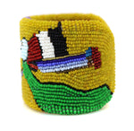 Marcus Amerman - Choctaw - Contemporary Beaded Leather Bracelet with Anasazi-Inspired Design, size 6.75