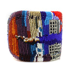 Marcus Amerman - Choctaw - Contemporary Beaded Leather Superman Bracelet, size 6.75