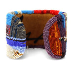 Marcus Amerman - Choctaw - Contemporary Beaded Leather Superman Bracelet, size 6.75