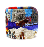 Marcus Amerman - Choctaw - Contemporary Beaded Leather Superman Bracelet, size 6.75