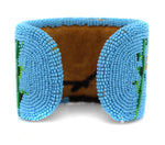 Marcus Amerman - Choctaw - Contemporary Beaded Leather Bracelet with Singing Hopi Maidens, size 6.5