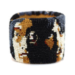 Marcus Amerman - Choctaw - Contemporary Beaded Leather Bracelet with The Beatles, size 6.75