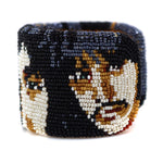 Marcus Amerman - Choctaw - Contemporary Beaded Leather Bracelet with The Beatles, size 6.75