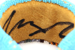 Marcus Amerman - Choctaw - Contemporary Beaded Leather Bracelet with Mobil Gas Station Scene, size 6.5
