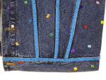 Marcus Amerman - Denim Button Up Vest with Beaded Design (Size Small)